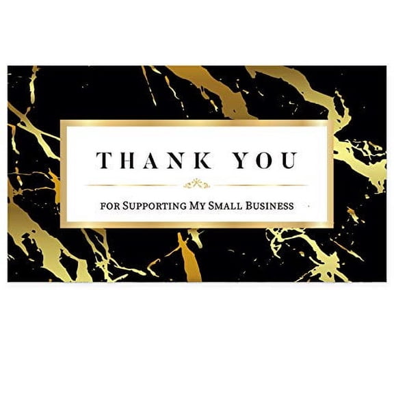 Thank You Cards Small Business  Thank You for Supporting My Small Business Thank You Cards  Black Marble Matt Design  3.5 x 2 Inches 100 pcs  300GSM Card Stock by Modern 5th