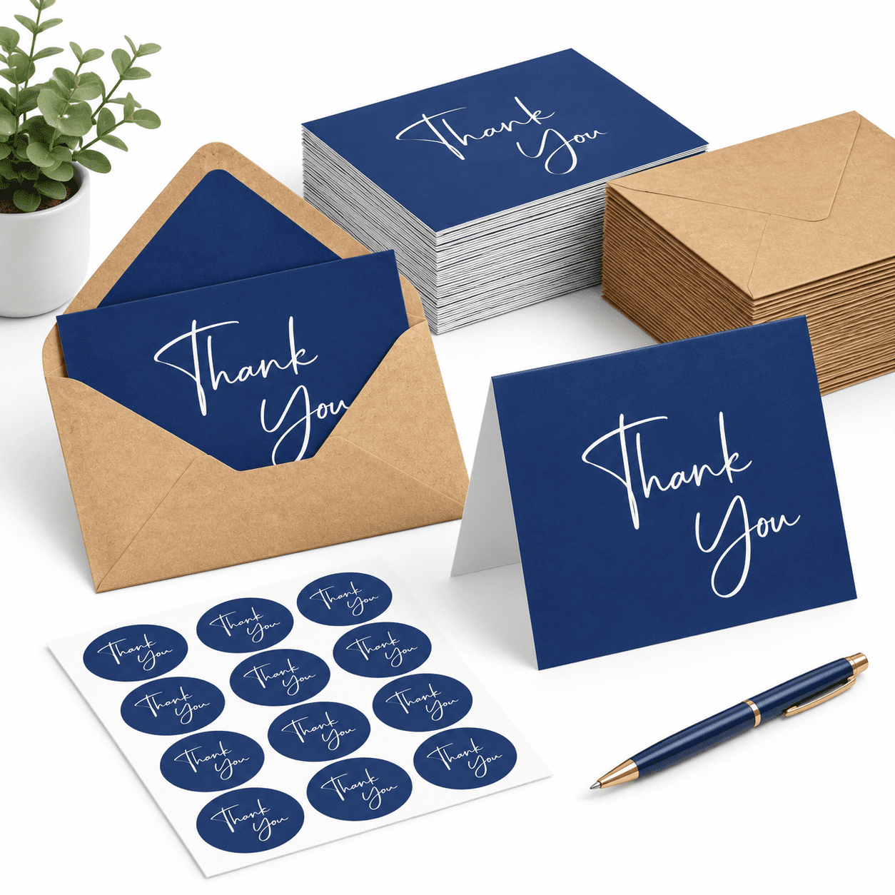 Thank You Cards With Envelopes - 100 Pack 4 X 6 Navy Blue - Walmart.com