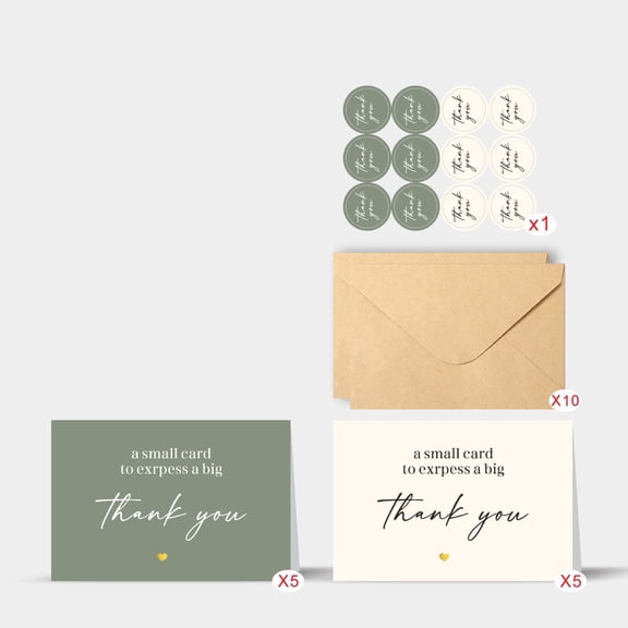 Thank You Cards With Envelopes Bulk Set & Stickers -  Blank Thank You Notes Bulk Box Set - Large Note Card Small Business, Wedding,& Bridal Shower