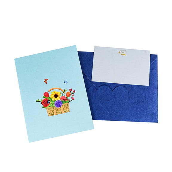 Thank You Cards with Envelopes Creative 3D Mother's Day Sunflower Card, Blank -Up Flower Basket, Paper Carving Greeting Card for All Occasions