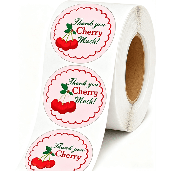 Thank You Cherry Much Stickers,2inch Sweet Cherries Party Favors Supplies Labels Decorations 500Pcs