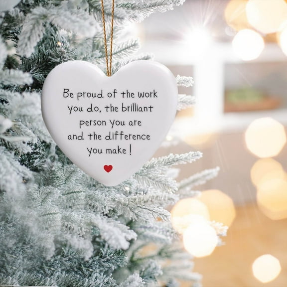 Christmas Acrylic Ornament, Thank You Holiday Decoration, Tree Hanging Pendant, Festive Gift For Colleagues Friends, Heart Shaped Keepsake