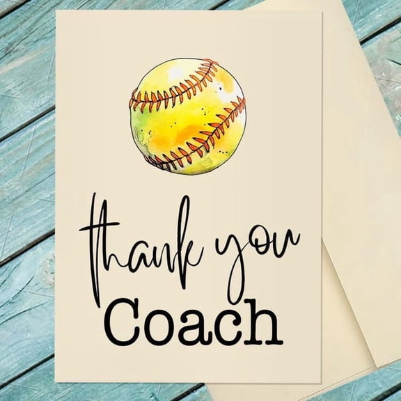 Thank You Coach Card with Softball Design for Sports Appreciation