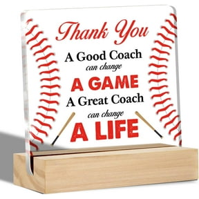 Thank You Coach Gifts Baseball Coach Clear Desk Decorative Sign Baseball Coach Appreciation Gift Acrylic Sign with Stand Table Plaque Sign Keepsake Office Decor 4x4 Inch