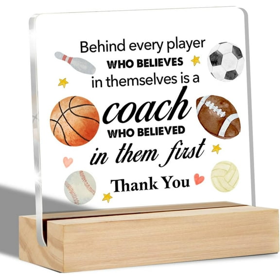 Thank You Coach Gifts Clear Desk Decorative Sign Sport Coach Appreciation Gift Acrylic Sign with Stand Team Coach Table Plaque Sign Keepsake Office Decor 4x4 Inch