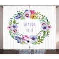 thumbnail image 1 of Thank You Curtains 2 Panels Set, Beautiful Spring Floral Wreath with Leaves and Simple Modern Lettering Print, Window Drapes for Living Room Bedroom, 108"W X 63"L,Multicolor, by Ambesonne, 1 of 3