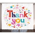 thumbnail image 1 of Ambesonne Thank You Curtains 2 Panel Set, Happy Floral Hearts Stars, 108" x 63", Multicolor, 1 of 3