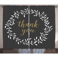 thumbnail image 1 of Thank You Curtains 2 Panels Set, Olive Branch Silhouette Round Design Nature Retro Lettering Greek, Window Drapes for Living Room Bedroom, 108"W X 108"L,Camel Dark Grey and White, by Ambesonne, 1 of 3