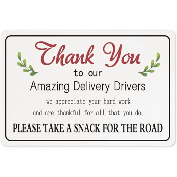 Thank You Delivery Driver Snack Station Metal Tin Sign, 8 x 12 Inch