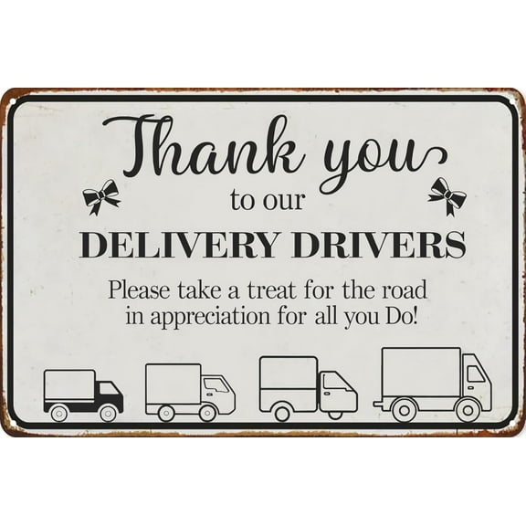 Thank You Delivery Driver Vintage Retro Decor Signs Wall Decorations Wall Art Poster Plaques for Home Farm Store Garage Club Bar Kitchen Pub Funny Gift,8X12Inch