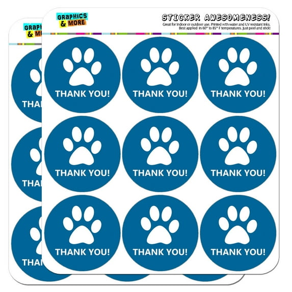 Thank You Dog Paw Print Blue Birthday Baby Boy 2" Scrapbooking Crafting Stickers