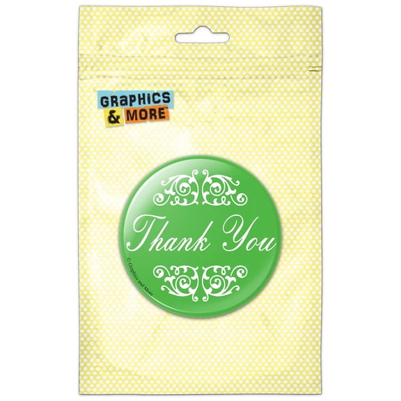 Thank You Elegant Scrolls Green Refrigerator Button Magnet