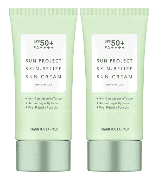 Thank You Farmer Sun Project Skin Relief Sun Cream, SPF 50+, 1.75 fl oz, 2-pack