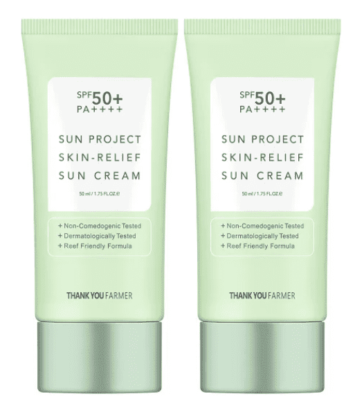Thank You Farmer Sun Project Skin Relief Sun Cream, SPF 50+, 1.75 fl oz, 2-pack