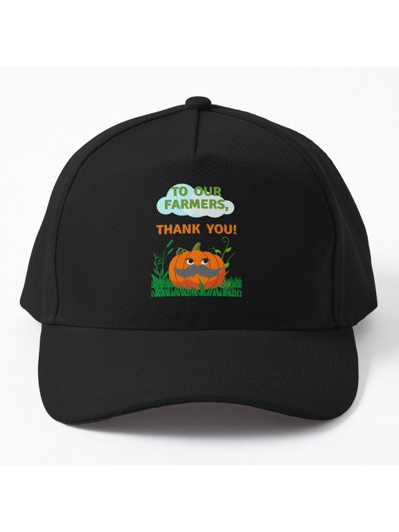 Thank You Farmers Baseball Cap, National Farmers Day Pumpkin Design, Hat Style