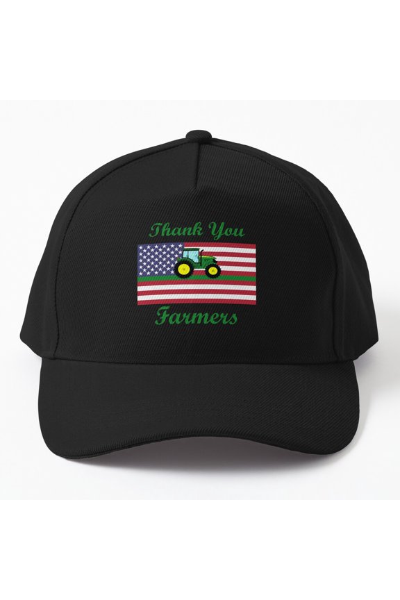 Thank You Farmers Drawing Baseball Hat, Agriculture Gratitude Illustration Graphic Design, Classic Cap