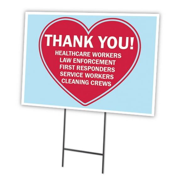 Thank You First Responders Cleaning Crews 12" X 16" Yard Sign & Stak  | Protect Your Business, Municipality, Home & Colleagues | Made in The USA