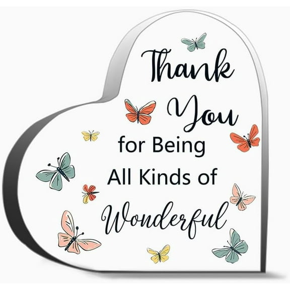 Thank You For Being All Kinds Of Wonderful Unique Acrylic Heart Shaped Plaque Desk Decorations Present For Christmas Wedding Gifts
