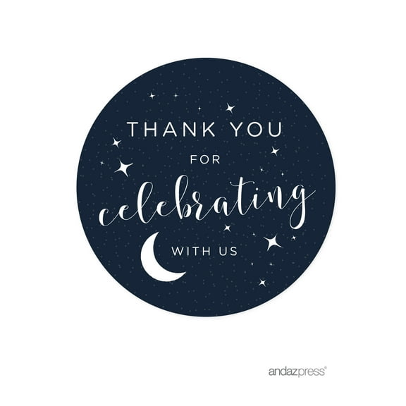 Thank You For Celebrating With Us! Love You to the Moon and Back Wedding Round Circle Label Stickers, 40-Pack