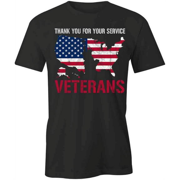 Thank You For T-Shirt | Patriotic American Black Tee Gift