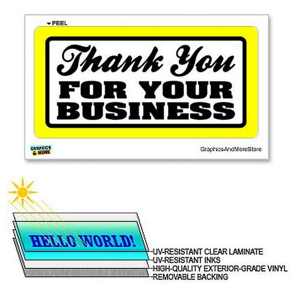 Thank You For Your Business - 12 in x 6 in - Laminated Sign Window Business Sticker