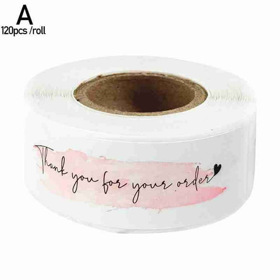 Thank You For Your Order - Stickers Pink Black Clear Round Craft Business Labels
