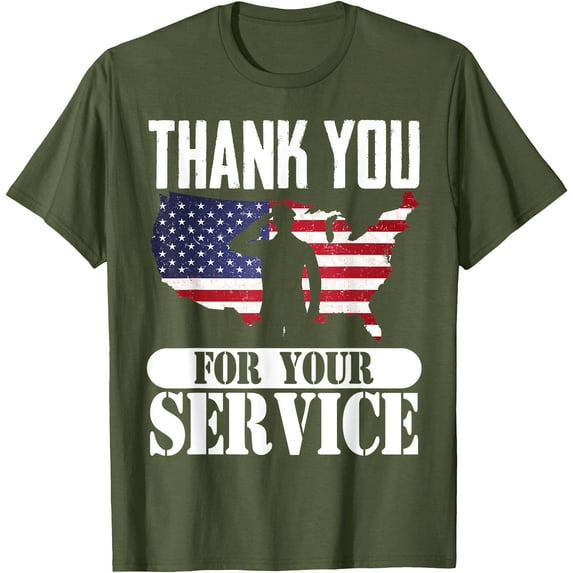 Thank You For Your Service Patriotic Veterans Day Softstyle Unisex T-Shirt,Military Green Color,Size XL