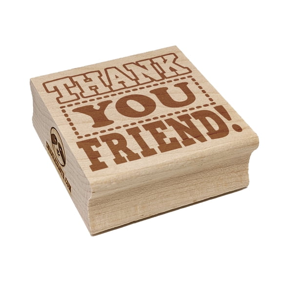 Thank You Friend Fun Text Square Rubber Stamp Stamping Scrapbooking Crafting - Small 1.25in