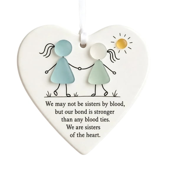 Thank You Friends Heart Shaped Ornament, Christmas Decoration 2026 Heart-Shaped Sea Glass Style Acrylic Hanging Ornaments, Friendship Keepsake Gift for Friends