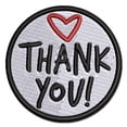 thumbnail image 1 of Thank You Fun Text with Heart Applique Multi-Color Embroidered Iron-On Patch - 2.0 Inch Mini, 1 of 5