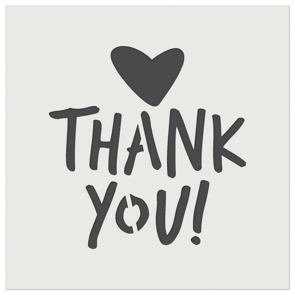 Thank You Fun Text with Heart DIY Cookie Wall Craft Stencil - 7.0 Inch