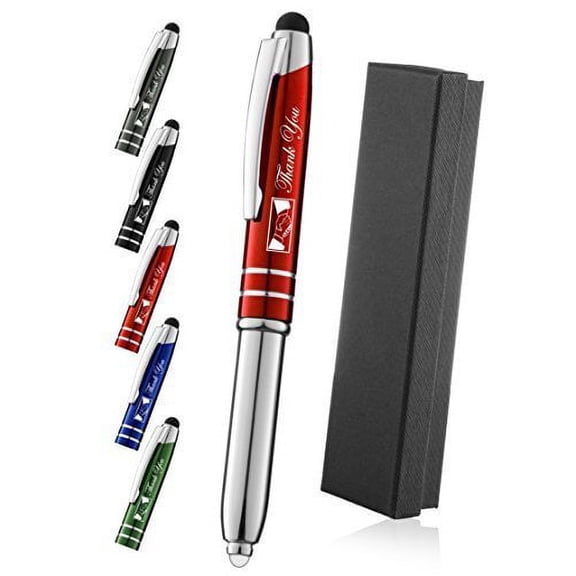 Thank You Gift Pen for Your Boss Coworker Wife Husband Dad Mom Doctor, 3 in1 Stylus+Metal Ballpoint Pen+LED Flashlight-Compatible with Most Phones and Touch Screen Devices,Red
