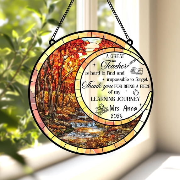 Thank You Gift For Teacher Stained Glass Suncatcher - End of Year Gift, Personalized Teacher Appreciation Gift, Teacher Acrylic Window Decor 4347273870