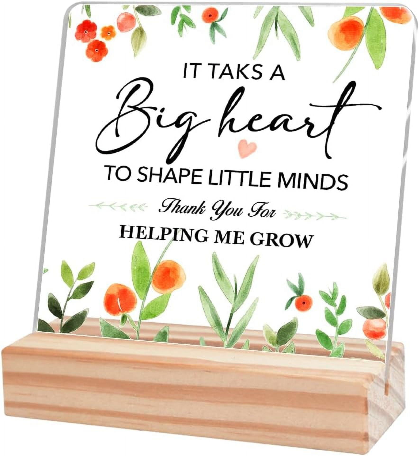 Thank You Acrylic Plaque For Women - Teacher, Mentor, Boss Gift, "Helping Me Grow" Desk Decor, 4x4"