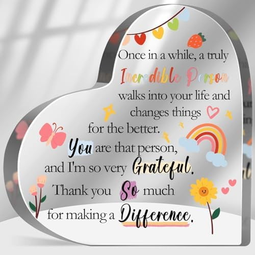 Thank You Gift for Sister Friends BFF 6"X6"Inch, Acrylic Sign with Inspirational Quote, Motivational Friendship Office Desk Decor