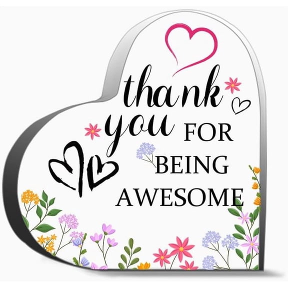 Thank You Gift for Women - Inspirational Office Coworker Secretary CNA Week Gift, Acrylic Heart Desk Decor Sign for Office Table Shelf, 6"X6"Inch