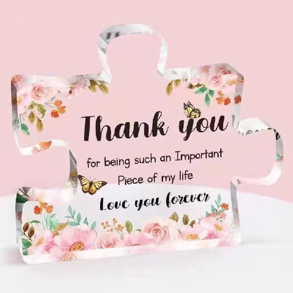 Thank You Gifts - Engraved Acrylic Block Puzzle Thank You Present for Women, Men - Gifts for Friends, Coworkers - Heartwarming Therapist, Nurse Teacher Presents