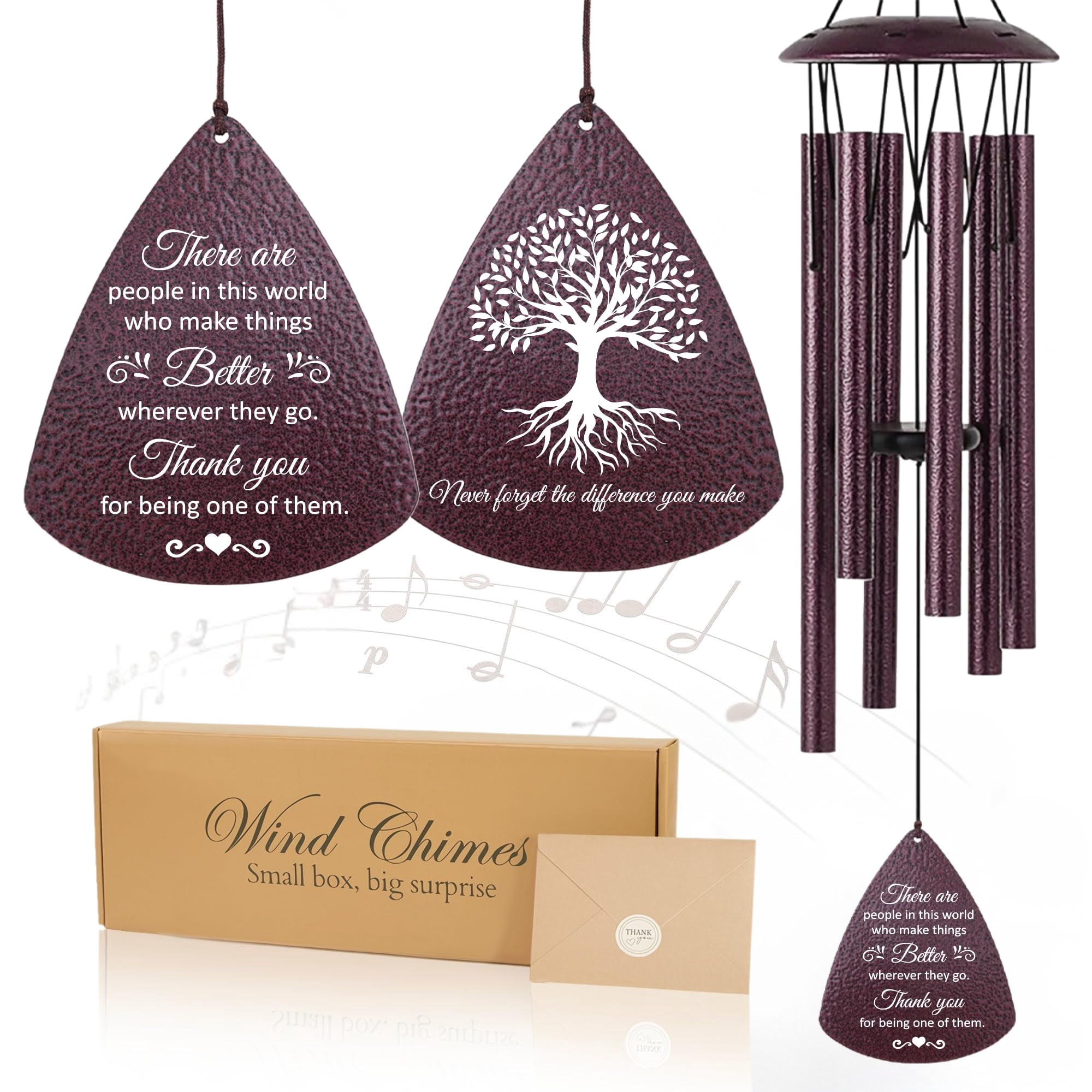 Thank You Gifts For Women Men  Tree Of Life Wind Chimes 33.5" Teacher Appreciation Gift Friends Mentor Boss Nurse Coworker Volunteer