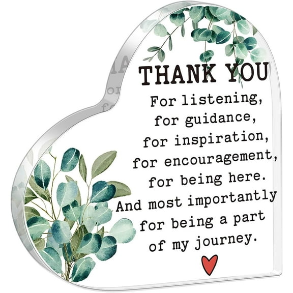 Thank You Gifts - Heart-Shaped Acrylic Desk Decor with Appreciation Message for Women, Teacher, Coworkers, Mentor, Friend, Boss - Ideal Birthday, Christmas & Office Present for Teachers & Friends