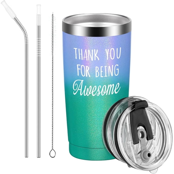 Thank You Gifts, Thank You for Being Awesome Travel Tumbler, Inspirational Appreciation Birthday Christmas Gifts for Women Coworker Friends Teacher Her, 20oz Insulated Travel Tumbler, Rainbow Color
