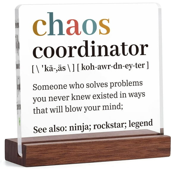 Thank You Gifts for Women, Chaos Coordinator Acrylic Sign 15 * 15 CM Presents, Valentines Day Appreciation Birthday Gifts for Boss Lady Teacher Nurse Coworker Manager Employee