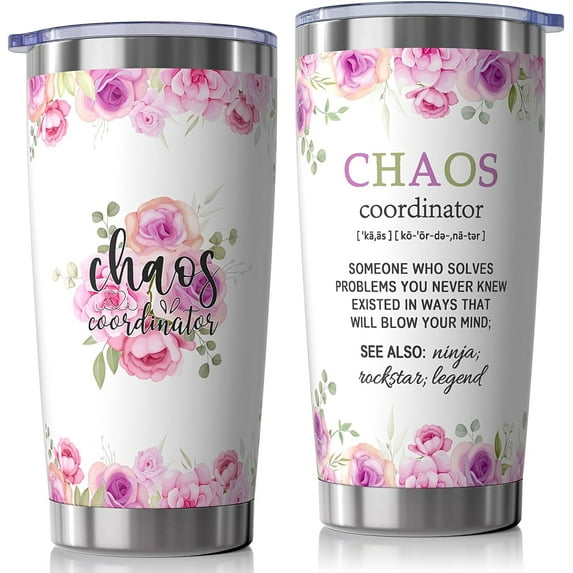 Thank You Gifts for Women, Chaos Coordinator Gifts Boss Lady Gifts for Women, Unique Gift Idea for Coworkers, Teacher, Assistant,Office Manager, Funny Appreciation Christmas Birthday Gift 20Oz Tumbler