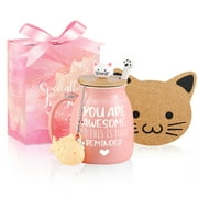 Thank You Gifts for Women Cute Coffee Mug Birthday Friendship Cat Lovers Kawaii Stuff Funny Tea Cup Gift for Adult Sister Mom Wife Coworker Bestie Bff