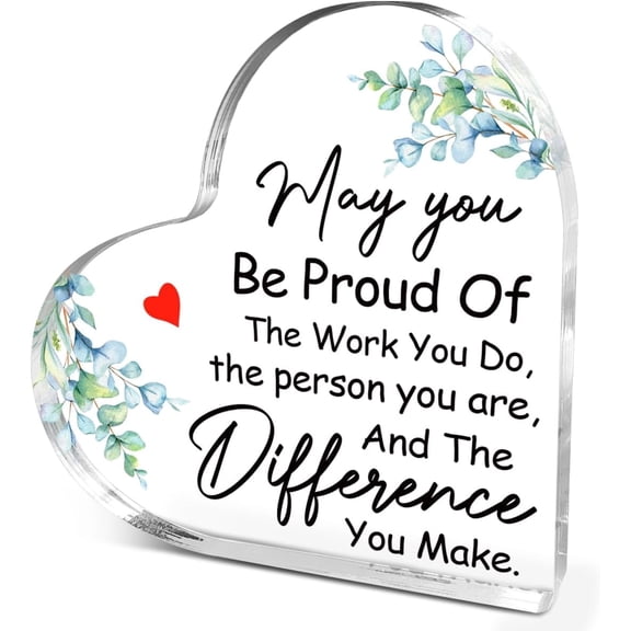 Thank You Gifts For Women-Farewell Leaving Going Away Retirement Gifts for Coworkers Employee-May You Be Proud of the Work You Do Made Acrylic Heart Plaque