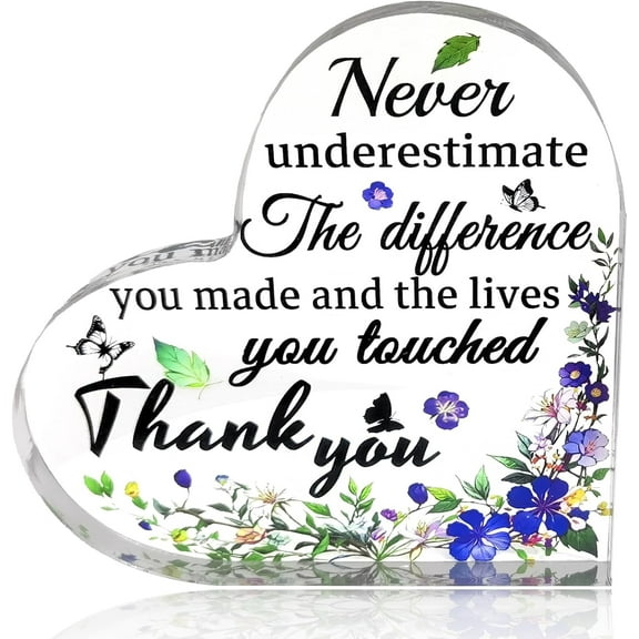 Thank You Gifts for Women, Inspirational Farewell Keepsake for Coworker Leaving, Appreciation Acrylic Plaque for Retired Friend Teacher Nurse, Home Office Desk Decoration (Thank you- Blue)