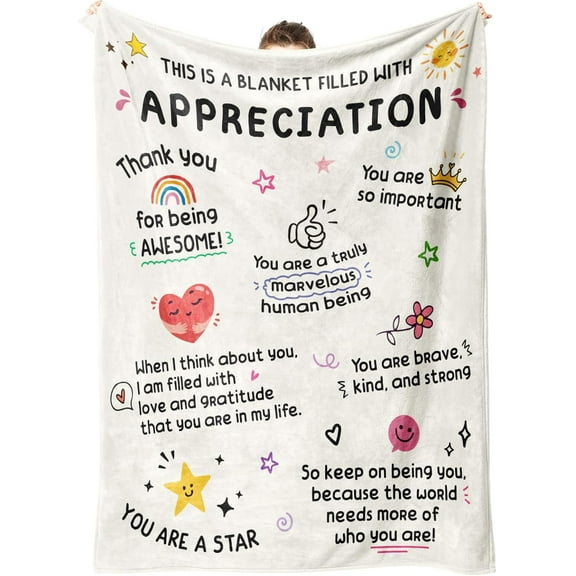 Thank You Gifts for Women Men, Appreciation Gifts- Soft Heartwarming Blanket with Appreciation Words- Teacher Employee Nurse Appreciation Gifts, Thank You Gifts for Coworkers Friend, 60”×50”