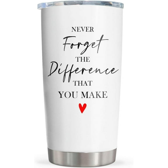 Thank You Gifts for Women/Men, Teacher/Employee Appreciation Gifts, Retirement Gift for Woman, Chaos Coordinator Farewell Gift for Coworkers, Never Forget The Difference You Make Tumbler 20oz