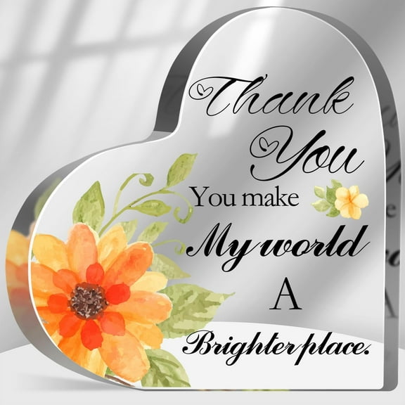 Thank You Gifts for Women Men, Thank You Presents for Friends Coworkers Teacher Boss, Appreciation Paperweight Desk Decor Plaque, Inspirational Office Sign Acrylic Heart