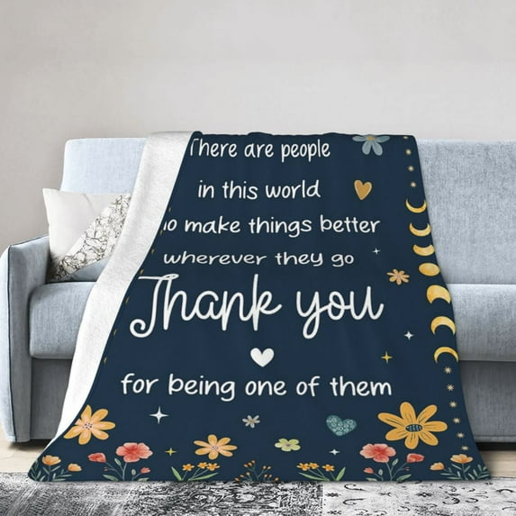 Thank You Gifts for Women - Soft Fleece Throw Blanket - Mothers Day Birthday Appreciation Inspirational Gifts for Women Teachers Coworkers Nurses Friends 80x60