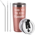thumbnail image 1 of Thank You Gifts for Women, Thank You For Being Awesome Travel Tumbler, Funny Graduation Appreciation Christmas Gifts for Her Friends Mom Wife Sister, Insulated Stainless Steel Tumbler(20oz, Rose Gold), 1 of 6